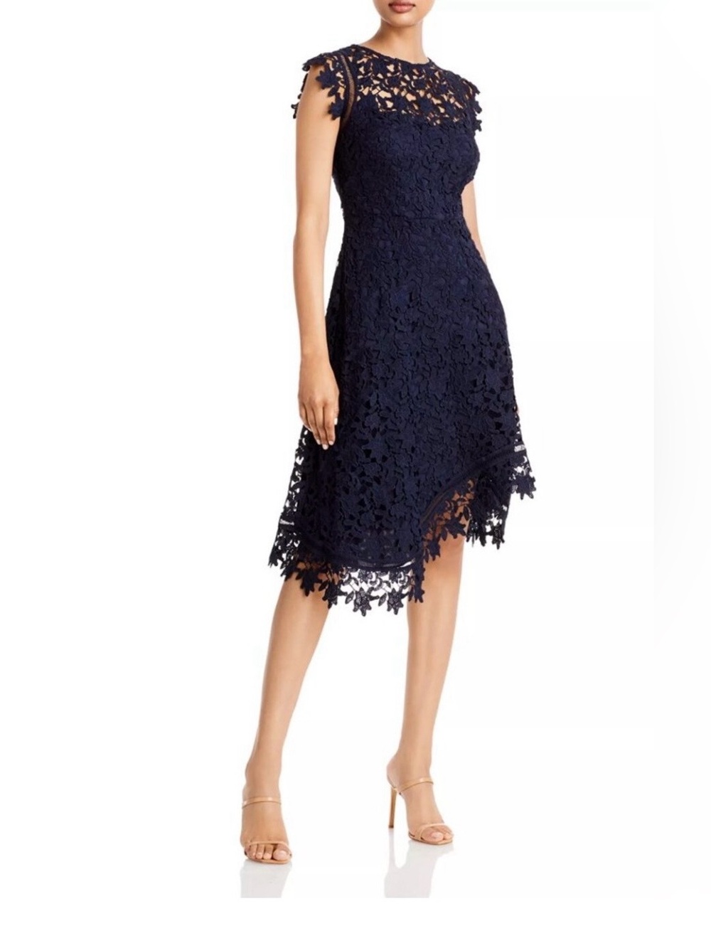Eliza J Navy Floral Lace High-Low Dress